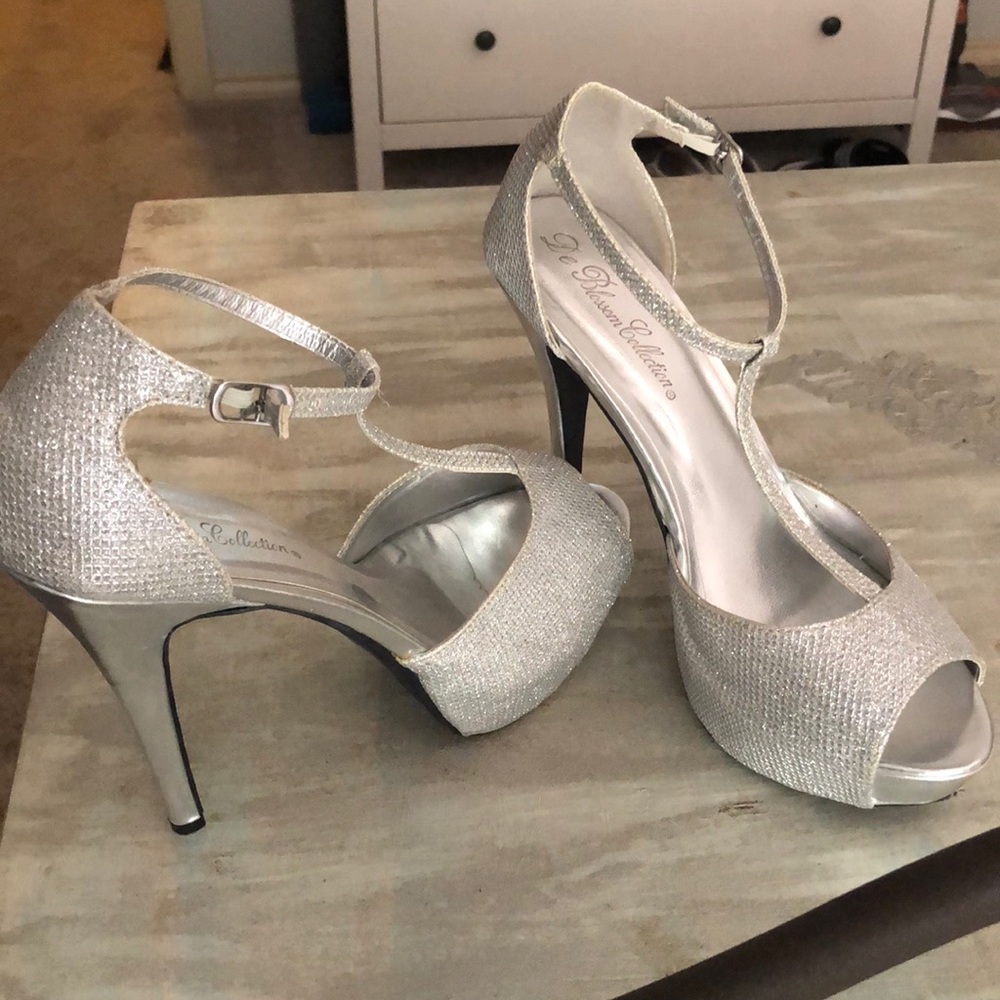 Silver formal heels